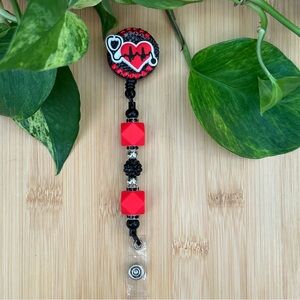 💉✨ Medical-Themed Bling & Silicone Beaded Retractable ID Badge Holder 🩺